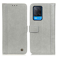 Coque Portefeuille Livre Cuir Etui Clapet M10L pour Oppo A54 4G Gris