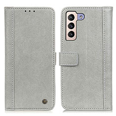 Coque Portefeuille Livre Cuir Etui Clapet M10L pour Samsung Galaxy S21 5G Gris