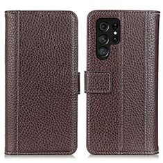 Coque Portefeuille Livre Cuir Etui Clapet M10L pour Samsung Galaxy S23 Ultra 5G Marron