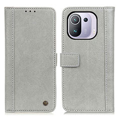 Coque Portefeuille Livre Cuir Etui Clapet M10L pour Xiaomi Mi 11 Pro 5G Gris