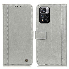 Coque Portefeuille Livre Cuir Etui Clapet M10L pour Xiaomi Redmi Note 11 Pro+ Plus 5G Gris