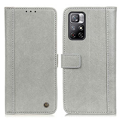 Coque Portefeuille Livre Cuir Etui Clapet M10L pour Xiaomi Redmi Note 11T 5G Gris