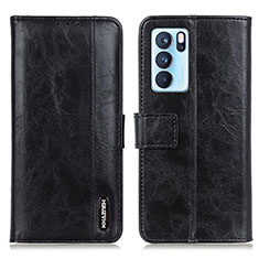 Coque Portefeuille Livre Cuir Etui Clapet M11L pour Oppo Reno6 Pro 5G India Noir