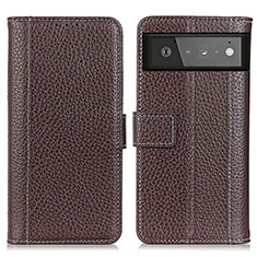 Coque Portefeuille Livre Cuir Etui Clapet M14L pour Google Pixel 6 5G Marron