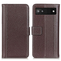 Coque Portefeuille Livre Cuir Etui Clapet M14L pour Google Pixel 6a 5G Marron