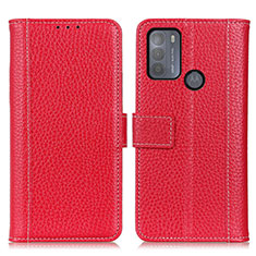 Coque Portefeuille Livre Cuir Etui Clapet M14L pour Motorola Moto G50 Rouge