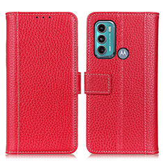 Coque Portefeuille Livre Cuir Etui Clapet M14L pour Motorola Moto G60 Rouge