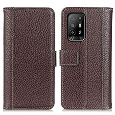 Coque Portefeuille Livre Cuir Etui Clapet M14L pour Oppo F19 Pro+ Plus 5G Marron