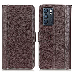 Coque Portefeuille Livre Cuir Etui Clapet M14L pour Oppo Reno6 5G Marron