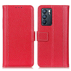 Coque Portefeuille Livre Cuir Etui Clapet M14L pour Oppo Reno6 5G Rouge