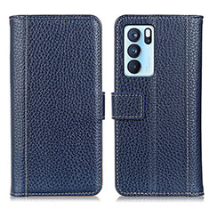 Coque Portefeuille Livre Cuir Etui Clapet M14L pour Oppo Reno6 Pro 5G India Bleu