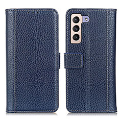 Coque Portefeuille Livre Cuir Etui Clapet M14L pour Samsung Galaxy S21 Plus 5G Bleu