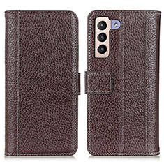 Coque Portefeuille Livre Cuir Etui Clapet M14L pour Samsung Galaxy S22 Plus 5G Marron