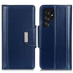 Coque Portefeuille Livre Cuir Etui Clapet M14L pour Samsung Galaxy S22 Ultra 5G Bleu