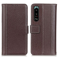 Coque Portefeuille Livre Cuir Etui Clapet M14L pour Sony Xperia 5 III SO-53B Marron