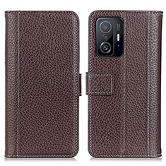 Coque Portefeuille Livre Cuir Etui Clapet M14L pour Xiaomi Mi 11T 5G Marron