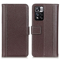 Coque Portefeuille Livre Cuir Etui Clapet M14L pour Xiaomi Poco X4 NFC Marron