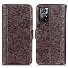 Coque Portefeuille Livre Cuir Etui Clapet M14L pour Xiaomi Redmi Note 11 5G Marron