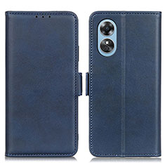 Coque Portefeuille Livre Cuir Etui Clapet M15L pour Oppo A17 Bleu