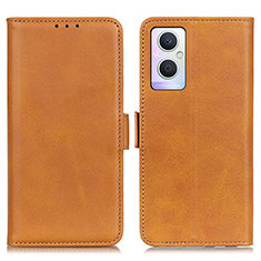 Coque Portefeuille Livre Cuir Etui Clapet M15L pour Oppo A96 5G Brun Clair