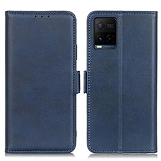 Coque Portefeuille Livre Cuir Etui Clapet M15L pour Vivo Y21 Bleu