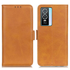 Coque Portefeuille Livre Cuir Etui Clapet M15L pour Vivo Y74s 5G Brun Clair