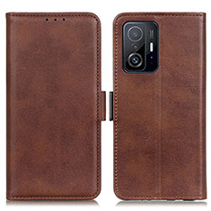 Coque Portefeuille Livre Cuir Etui Clapet M15L pour Xiaomi Mi 11T 5G Marron