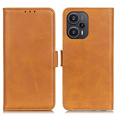 Coque Portefeuille Livre Cuir Etui Clapet M15L pour Xiaomi Poco F5 5G Brun Clair