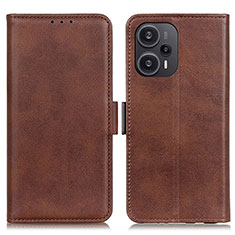 Coque Portefeuille Livre Cuir Etui Clapet M15L pour Xiaomi Poco F5 5G Marron