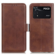 Coque Portefeuille Livre Cuir Etui Clapet M15L pour Xiaomi Poco M4 Pro 4G Marron