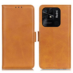 Coque Portefeuille Livre Cuir Etui Clapet M15L pour Xiaomi Redmi 10 India Brun Clair