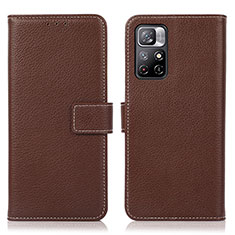 Coque Portefeuille Livre Cuir Etui Clapet M16L pour Xiaomi Redmi Note 11 5G Marron