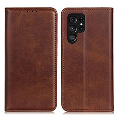 Coque Portefeuille Livre Cuir Etui Clapet M17L pour Samsung Galaxy S21 Ultra 5G Marron