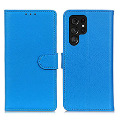 Coque Portefeuille Livre Cuir Etui Clapet M18L pour Samsung Galaxy S23 Ultra 5G Bleu