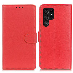 Coque Portefeuille Livre Cuir Etui Clapet M18L pour Samsung Galaxy S25 Ultra 5G Rouge