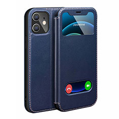 Coque Portefeuille Livre Cuir Etui Clapet N01 pour Apple iPhone 12 Mini Bleu