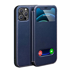 Coque Portefeuille Livre Cuir Etui Clapet N01 pour Apple iPhone 12 Pro Max Bleu