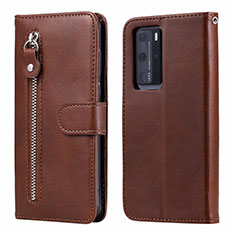 Coque Portefeuille Livre Cuir Etui Clapet N01 pour Huawei P40 Pro Marron