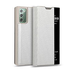 Coque Portefeuille Livre Cuir Etui Clapet N01 pour Samsung Galaxy Note 20 5G Argent