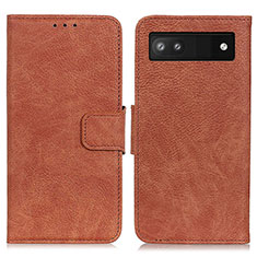 Coque Portefeuille Livre Cuir Etui Clapet N01P pour Google Pixel 7a 5G Marron