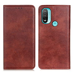 Coque Portefeuille Livre Cuir Etui Clapet N01P pour Motorola Moto E20 Marron