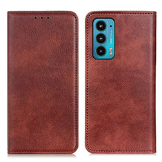 Coque Portefeuille Livre Cuir Etui Clapet N01P pour Motorola Moto Edge 20 5G Marron