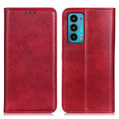 Coque Portefeuille Livre Cuir Etui Clapet N01P pour Motorola Moto Edge Lite 5G Rouge
