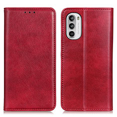 Coque Portefeuille Livre Cuir Etui Clapet N01P pour Motorola MOTO G52 Rouge