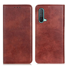 Coque Portefeuille Livre Cuir Etui Clapet N01P pour OnePlus Nord CE 5G Marron