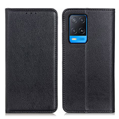 Coque Portefeuille Livre Cuir Etui Clapet N01P pour Oppo A54 4G Noir