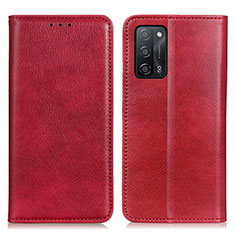 Coque Portefeuille Livre Cuir Etui Clapet N01P pour Oppo A55 5G Rouge