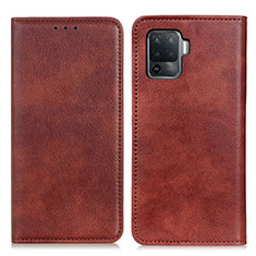 Coque Portefeuille Livre Cuir Etui Clapet N01P pour Oppo F19 Pro Marron