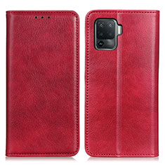 Coque Portefeuille Livre Cuir Etui Clapet N01P pour Oppo F19 Pro Rouge