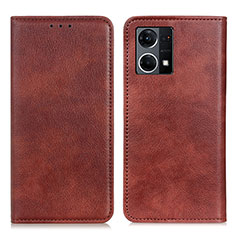 Coque Portefeuille Livre Cuir Etui Clapet N01P pour Oppo F21s Pro 4G Marron